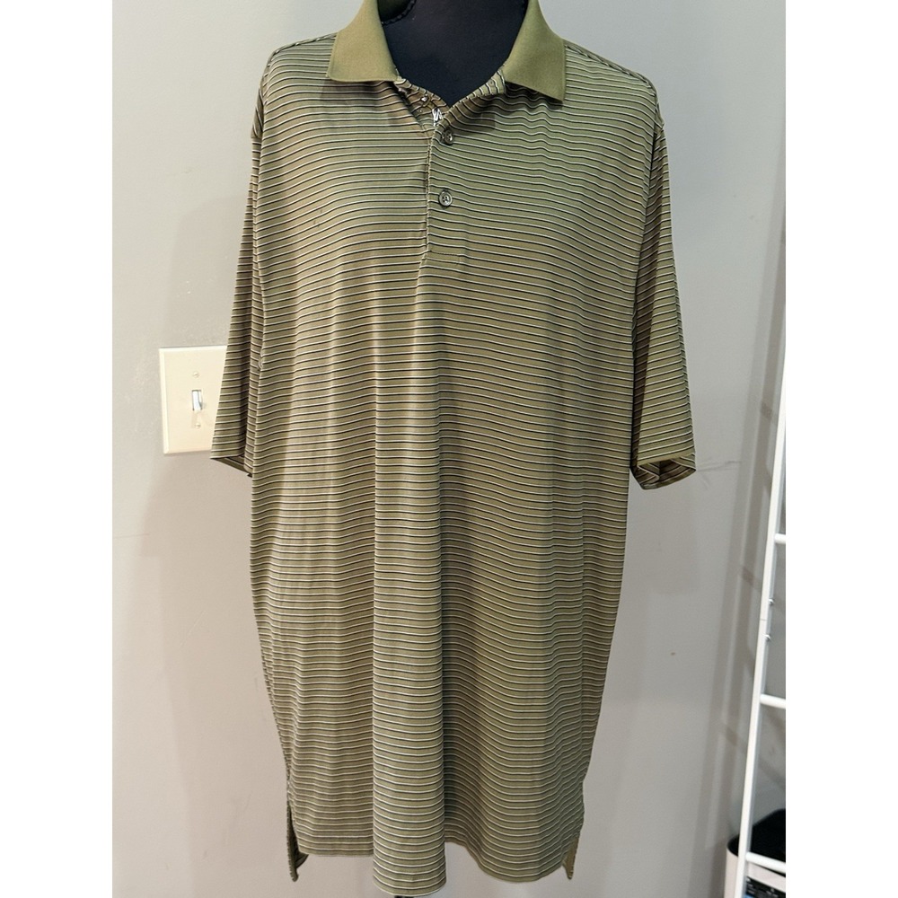Bobby Jones X-H20 Golf Polo XL Olive Green Striped Masters Country Club
